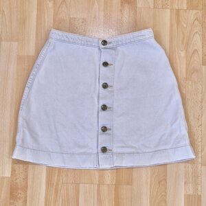 American Apparel | Women’s Light Wash Denim Button Front A-like Mini Skirt